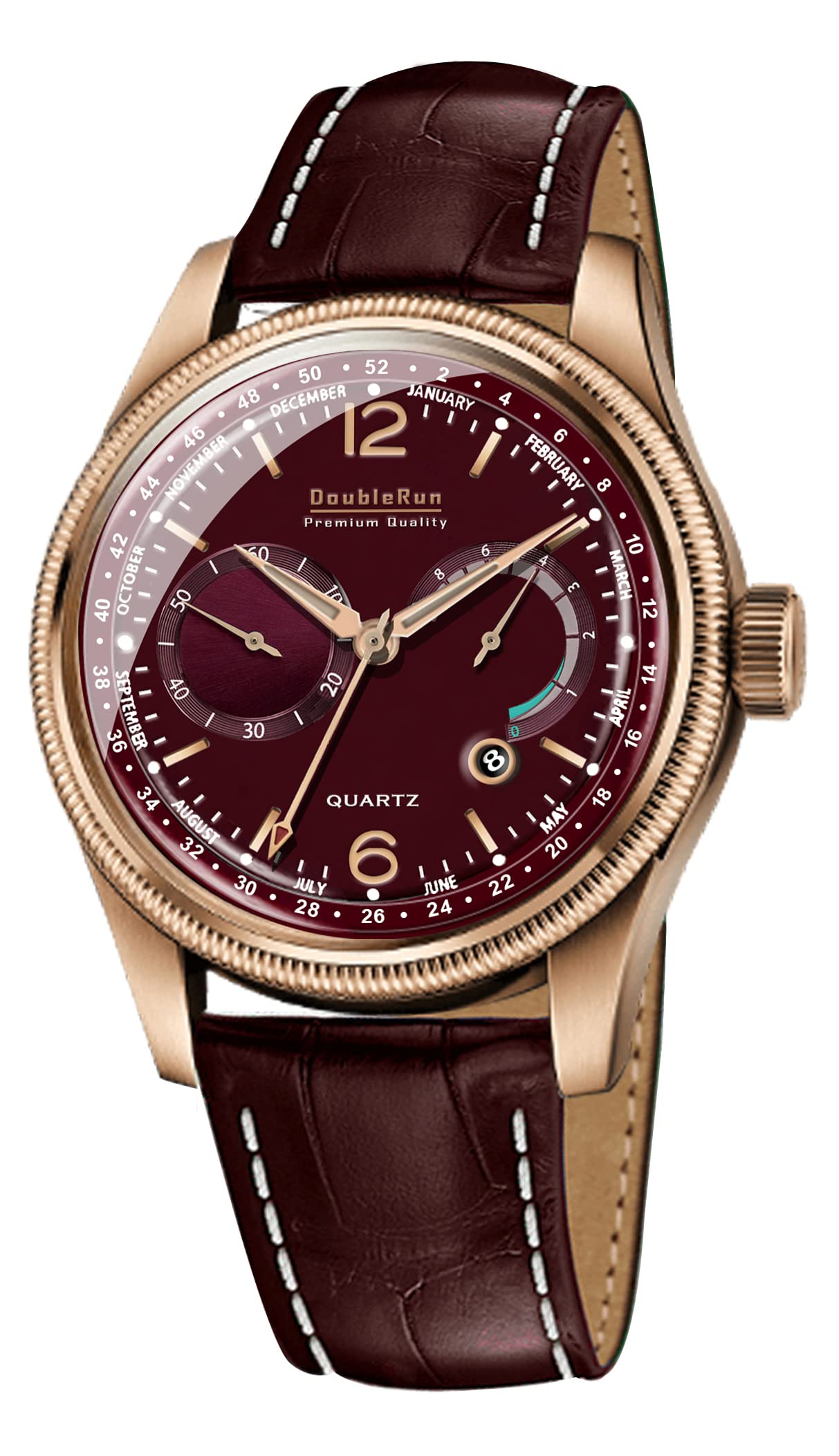 Doublerun DD4_8014 3D Glass Date Display Dial Analog Watch - for Men (Maroon) (B0B3QRB2LT) Amazon Price History, Amazon Price Tracker