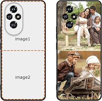 Custom Case for Honor 200 5G, Photos Personalized Customized Multi Image Text Picture Name Design Shockproof Protective Black Soft Phone Cover Shell