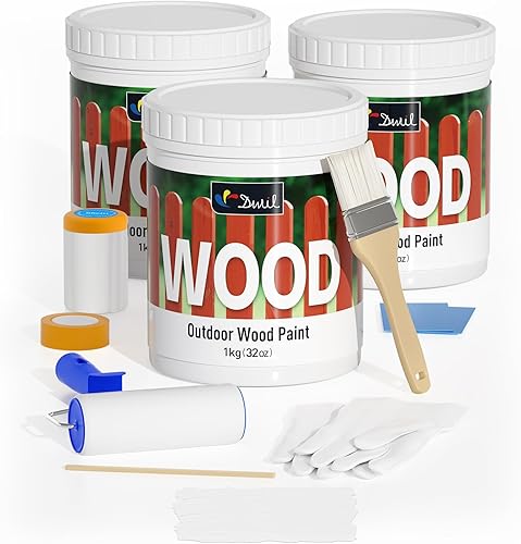 Miniatura 7 de Pintura exterior para madera, secado rápido y sin lijar, pintura exterior con acabado mate para madera, fácil aplicación, pintura a base de agua,