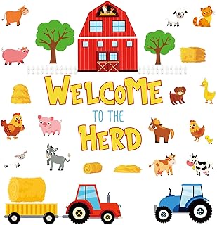 Tenceur 89 Pcs Farm Bulletin Board Cutouts Farm Animals Classroom Decoration Welcome to The Herd Bulletin Board Set Back to School Kids Educational Learning Activities School Class Decor - Buy now