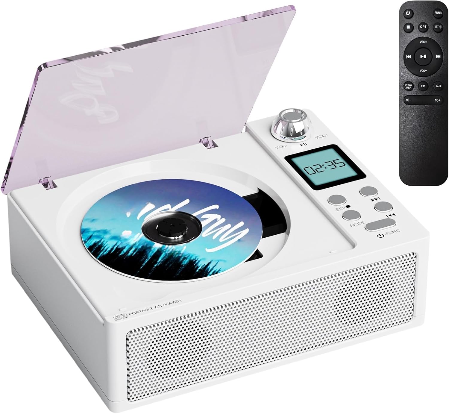 Portable CD Player with Bluetooth and Speakers: Rechargeable 4000mAh Battery, Bluetooth 5.3 Transmitter & Receiver, FM Radio, USB/TF/AUX, Optical Out, A-B Repeat - Home Audio Music Player