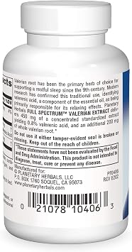 Planetary Herbals Full Spectrum Valerian Extract Tablets, 30 Count