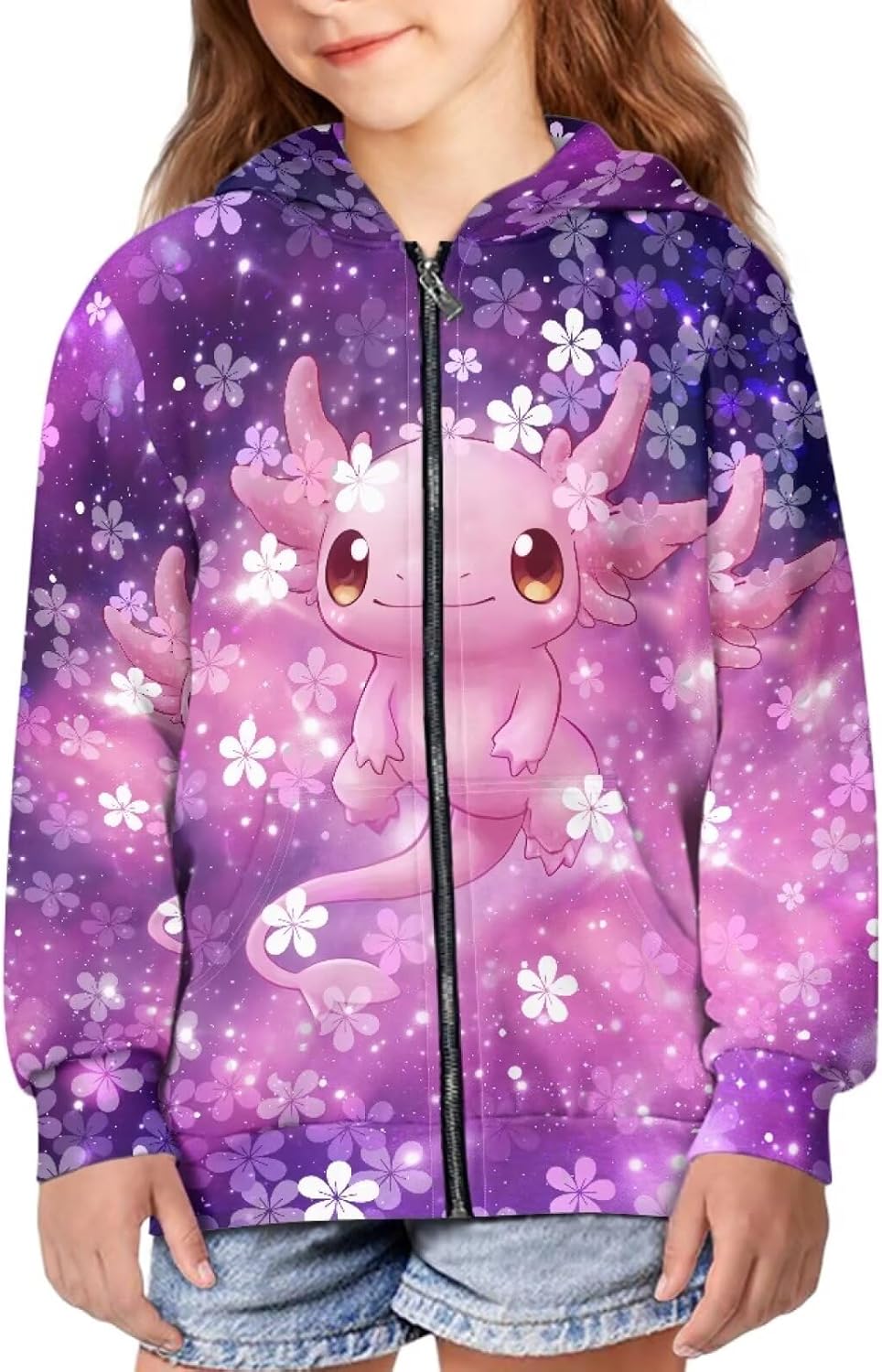 Girls Zip Up Hoodie 6-16 T Long Sleeve Hooded Sweatshirt with Pockets Xmas Halloween Thanksgiving Outfit