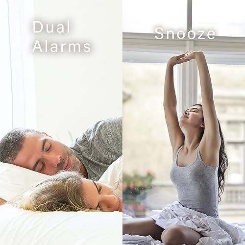 Miniatura 5 de GDT Global Dream Technology Reloj despertador con luz de amanecer con vibración, durmientes pesados, dormitorio, con simulación de amanecer, ayuda