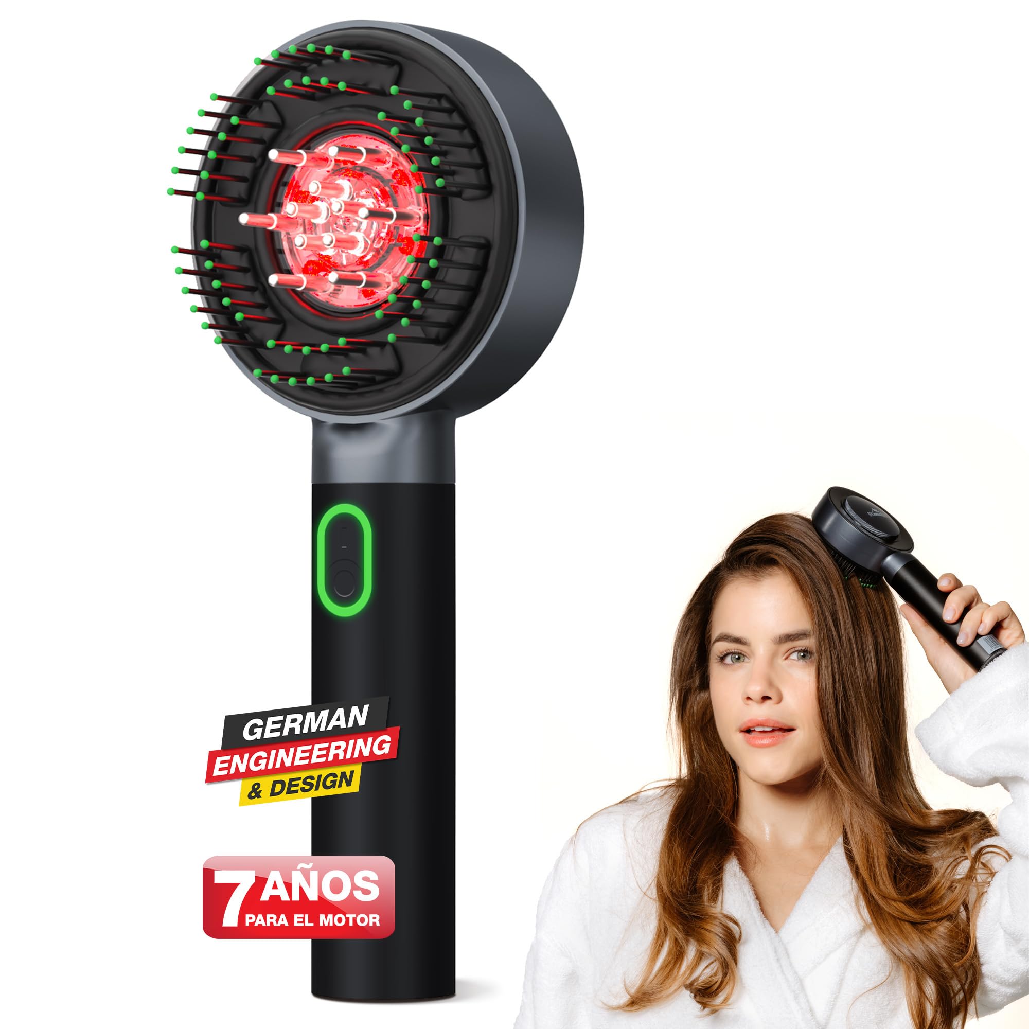DONNERBERG® MIO Cuidado del Cabello y del Cuero Cabelludo Aplicador Eléctrico de Aceite Capilar con 7 Años de Garantía del Motor: El Cepillo Masajeador para un Masaje Relajante