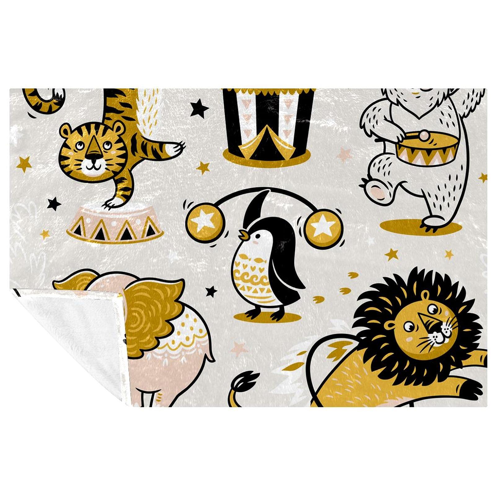 Couverture douce motif cirque 150x100 cm pour lit et canapé