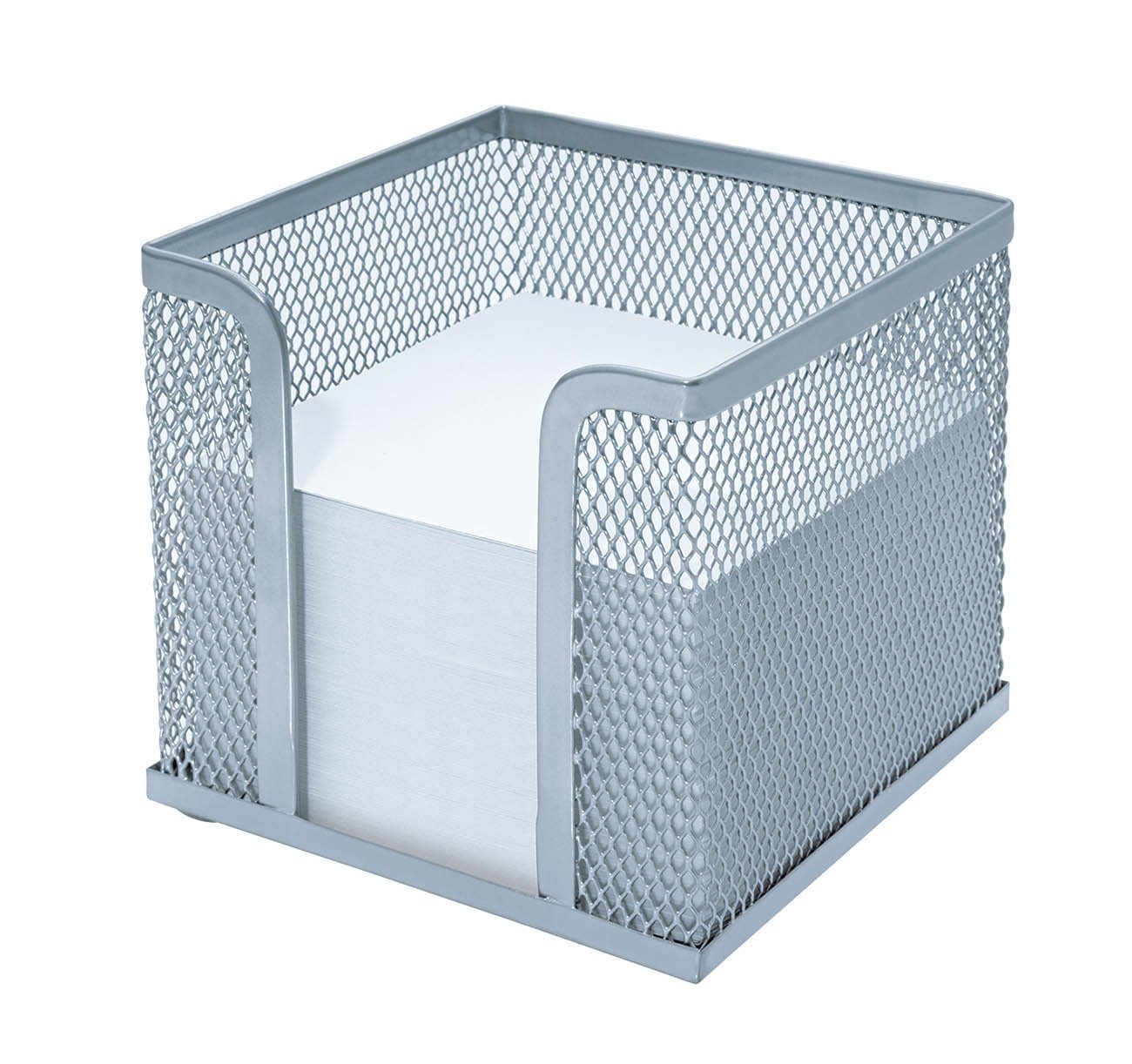 WEDO 65754 Office Note Box with Paper (92 x 92 mm) Wire Metal Silver