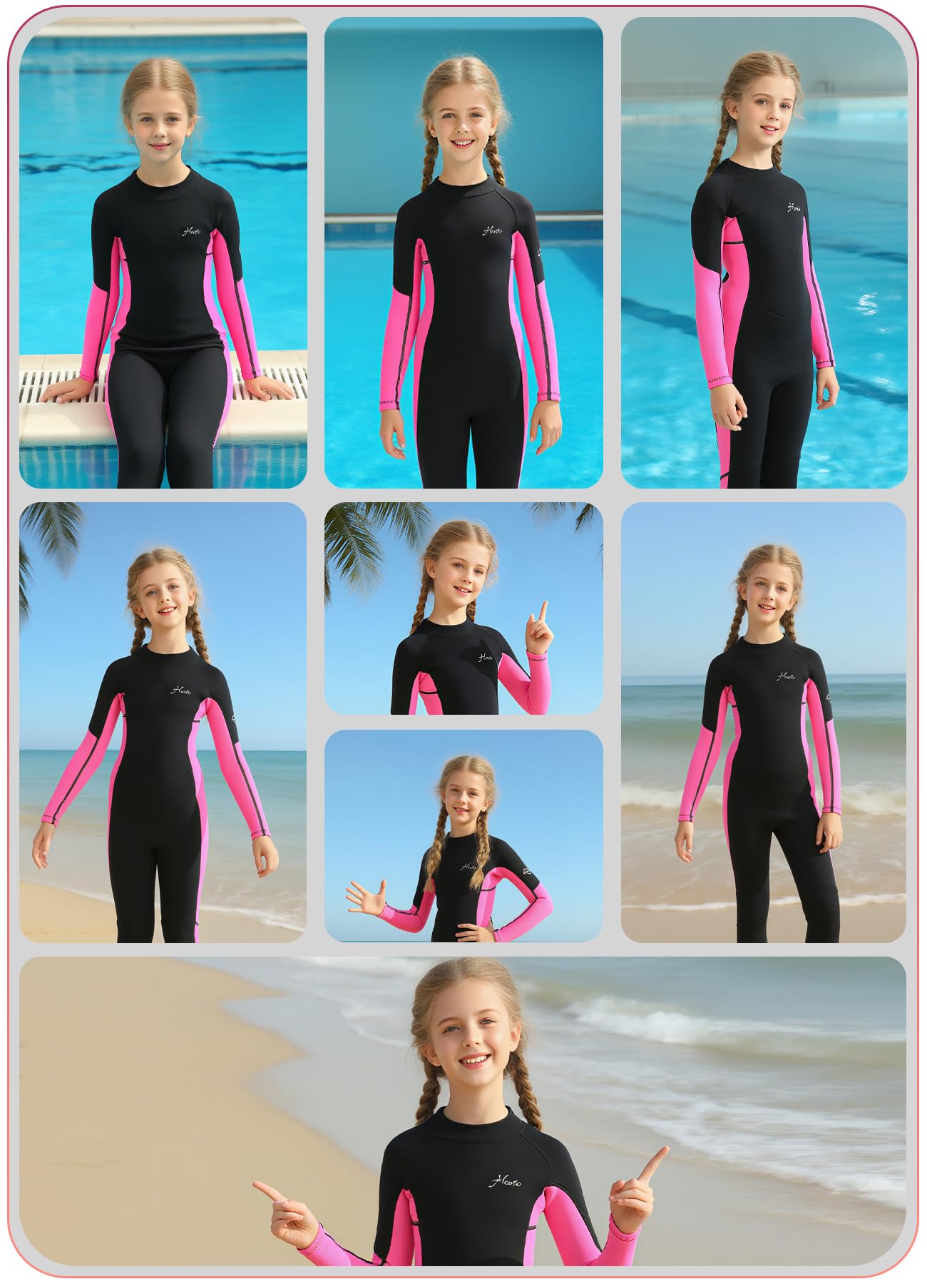 Hevto Kids Wetsuit for Boys Girls Toddler Youth 3/2mm Neoprene Full Wet Suits in Cold Water for Swimming Surfing Diving