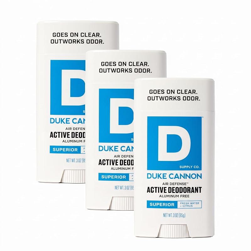 Desodorante sem alumínio Duke Cannon Supply Co Air Defense Fresh Water + Citrus 85 g – Pacote com 3