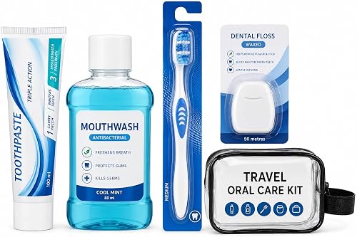 Men's 5 Piece Travel Oral Care Kit with Waterproof Toiletry Bag