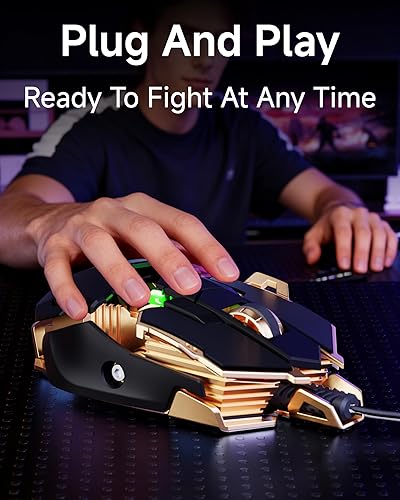 Miniatura 9 de EWEADN G5 - Mouse para juegos con cable, mouse ergonómico para computadora RGB, 12800 DPI ajustables, 9 botones macro programables con llave de