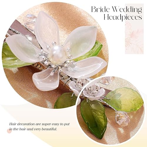 Miniatura 3 de Easedaily Pinza para el cabello de boda con diseño de flores y novia, con diamantes de imitación, accesorios para el cabello para mujeres y niñas