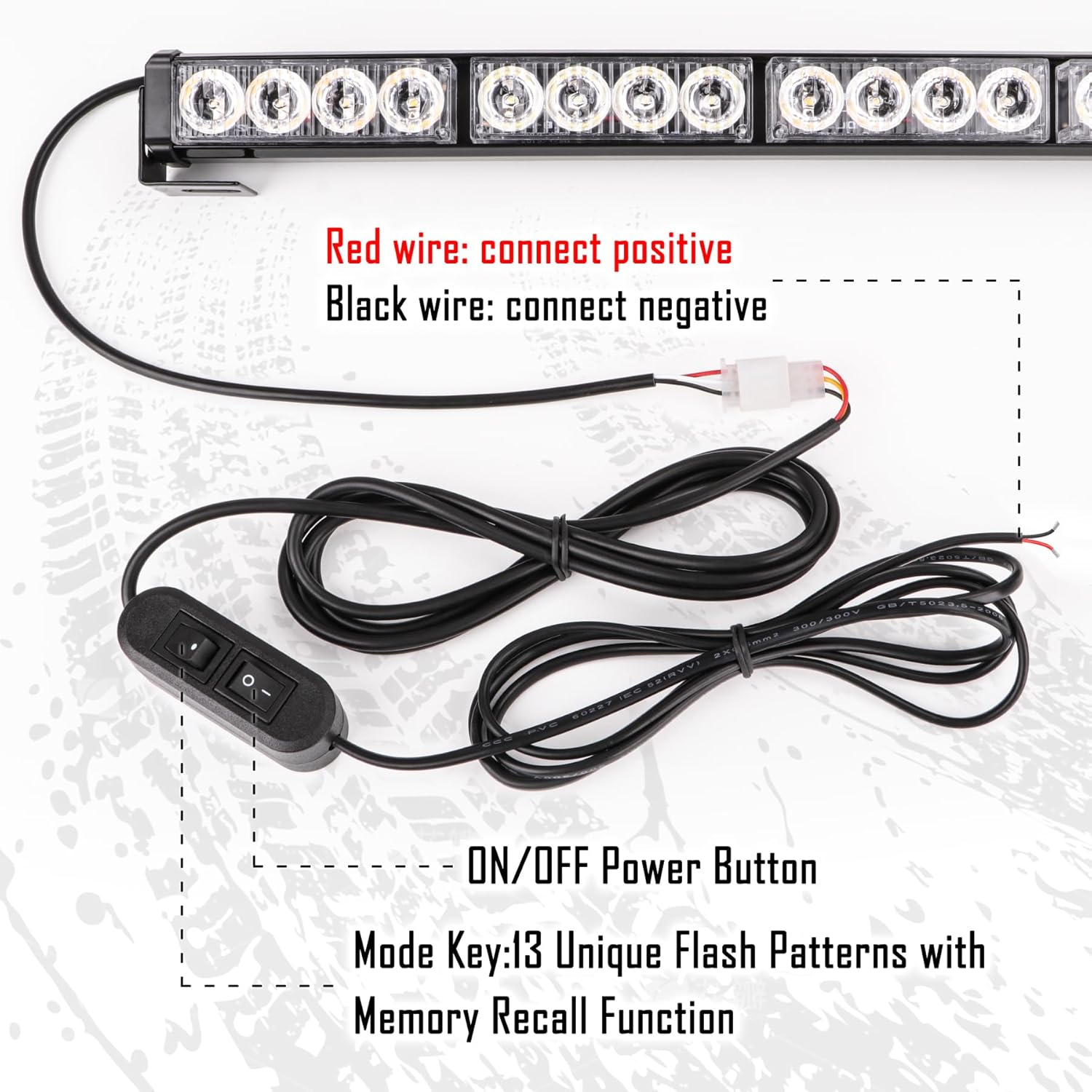 Emergency Light Bar 35.5 Inch Traffic Advisor Led Strobe Light Bar Kit Rainproof Warning Caution Turn Signals Directional Car Vehicles Pickup Trucks Tow Roof Rear Head (35.5 Inch, Yellow/White)