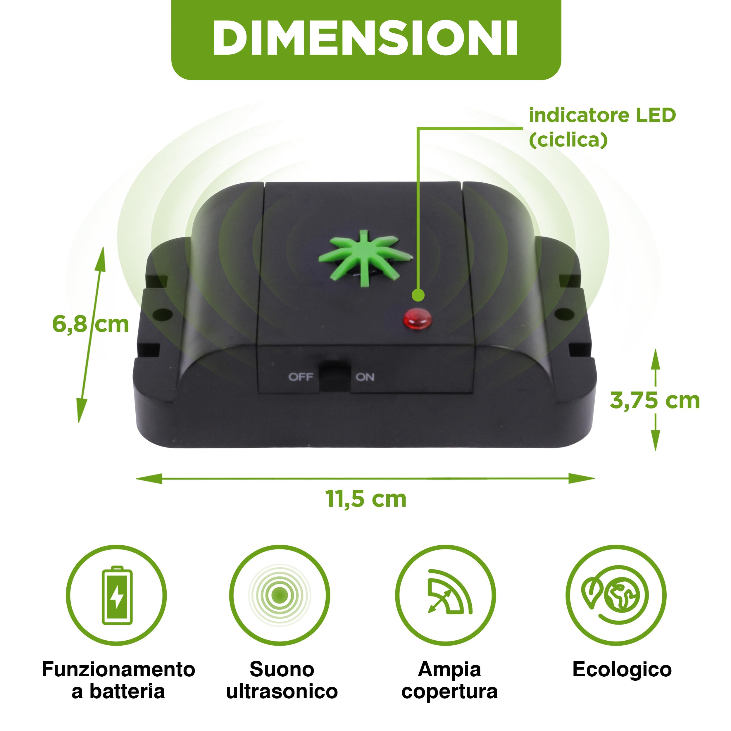 ISOTRONIC repellente animali ultrasuoni gatti cani dissuasore fienile giardino auto garage batteria raggio 40m² 3 pezzi efficace esterno interno protezione difesa mobile impermeabile stop parassiti