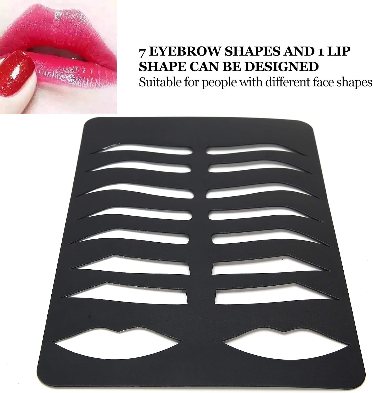 Reusable Eyebrow Practice Stencil Brow lips Template Professional 7 Styles Eyebrow Shaper Kit for Practice Eyebrow Drawing Lip Coloring Training Supplies - Image 3