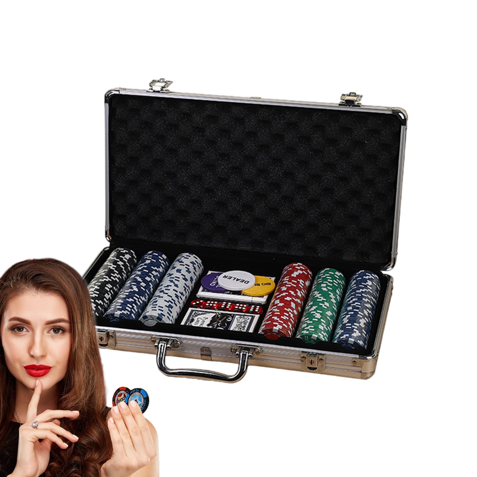 Pokerchips, Pokerchips, professionelles -Chips-Set, vielseitig | einsetzbar | buntes Pokerspiel mit nummerierten Chips, komplettes Pokerspiel für Turniere