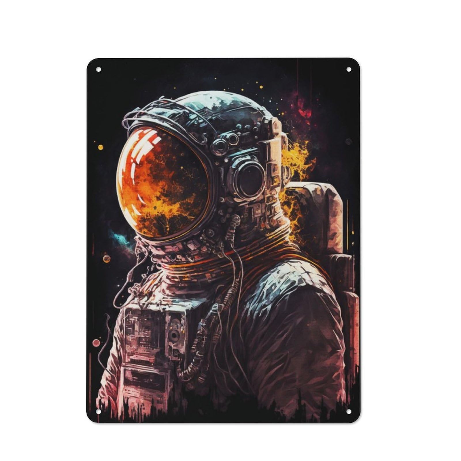 Junmoney Astronaut Inspired Retro Metal Plaque 40X30cm For Bar Or Restaurant, Suited To Restaurant Interior Fans