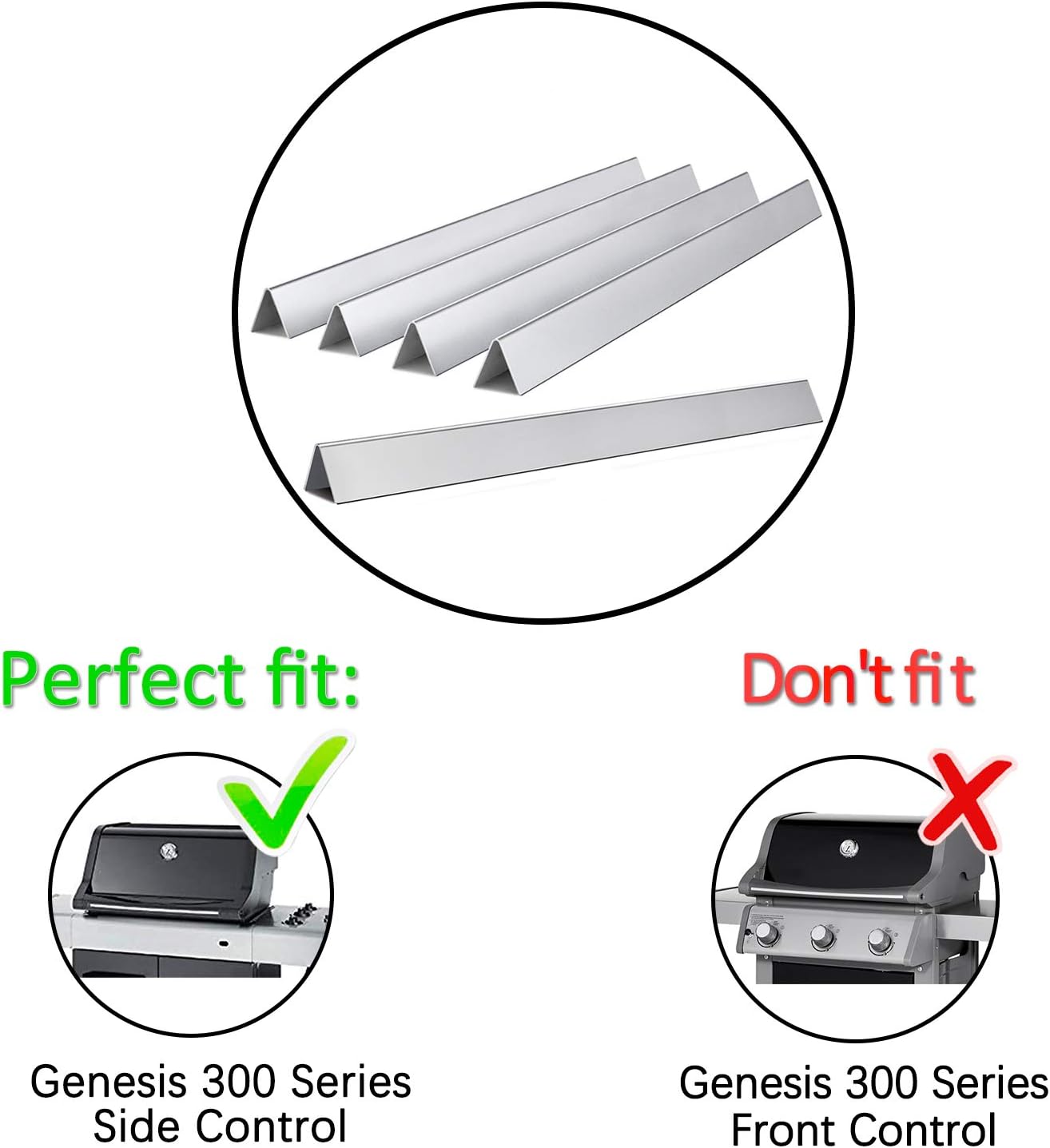 24.5-Inch Durable Flavorizer Bars for Weber Genesis 300 Series (Side- Control), Genesis E-310 E-330 Grill Parts, Stainless Steel, 5-Pack : Patio, Lawn & Garden