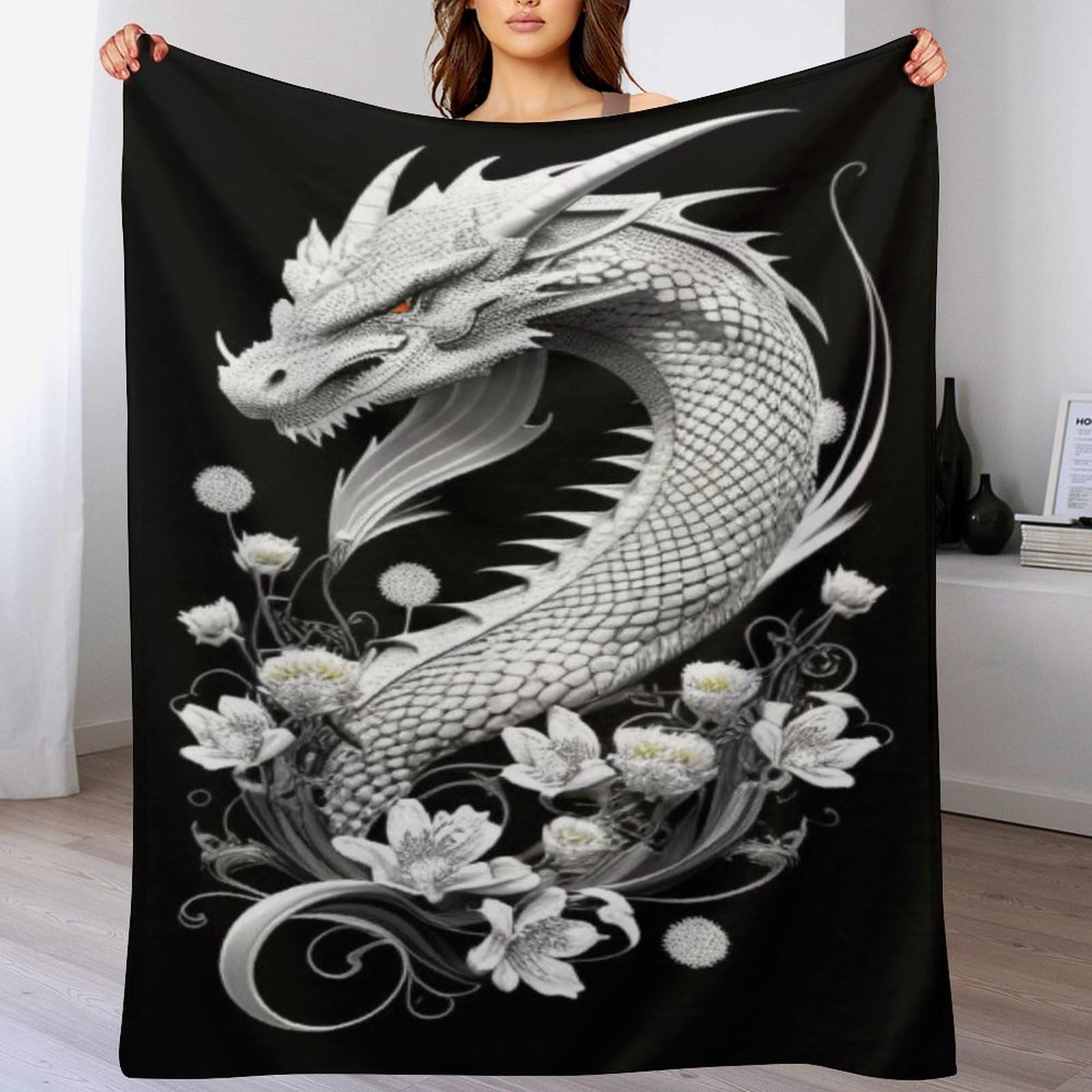 Couverture Polaire Flannel Dragon Doux Lit Plaid Haut de Gamme 130x180