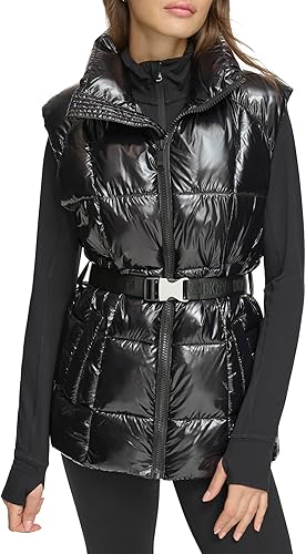 Vista 2 de DKNY Chaleco acolchado de rendimiento para mujer con cinturón Wet Sire