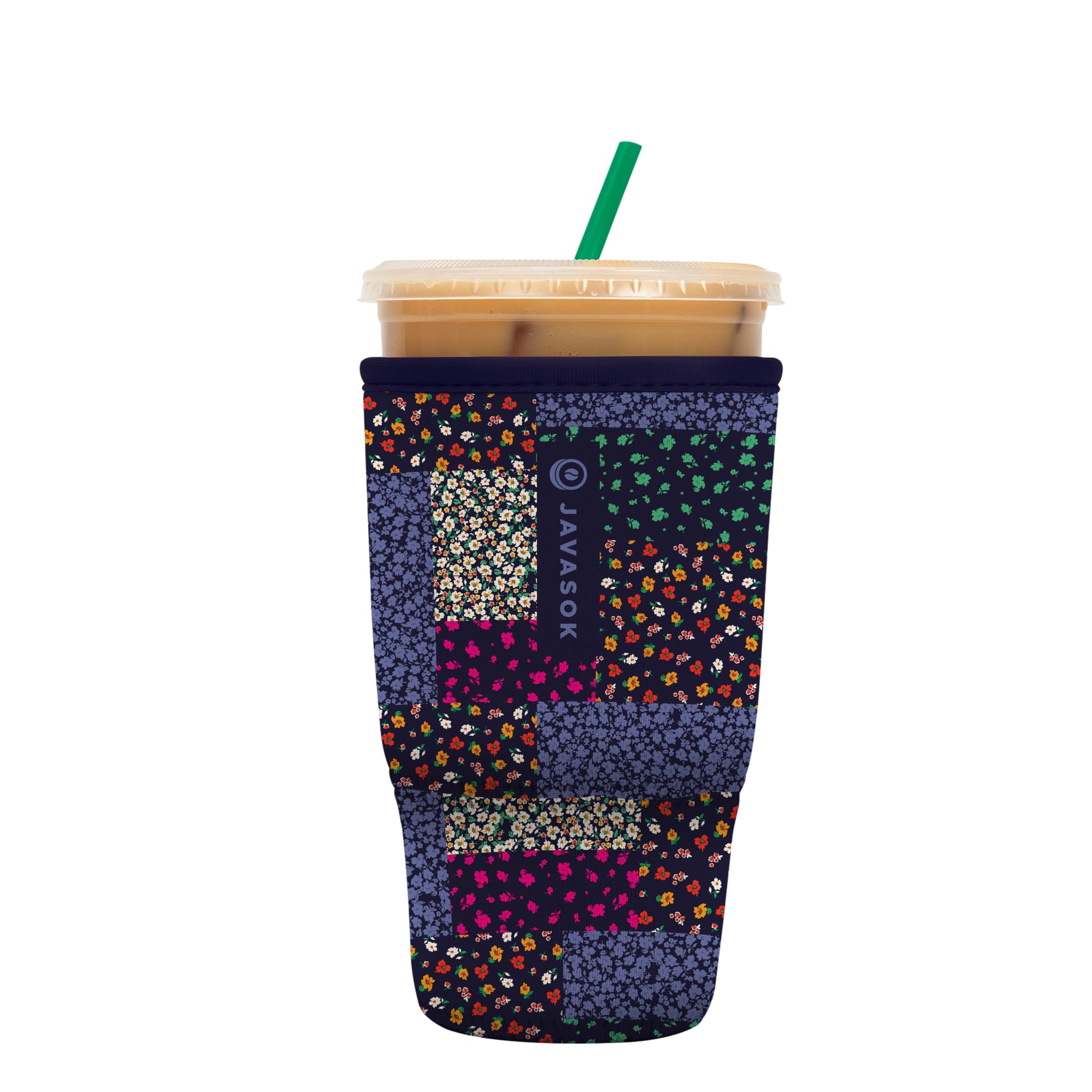 Sok It JavaSok Iced Coffee &amp; Cold Soda Insulated Neoprene Cup Sleeve (Flower Patch, Large: 30-32oz)