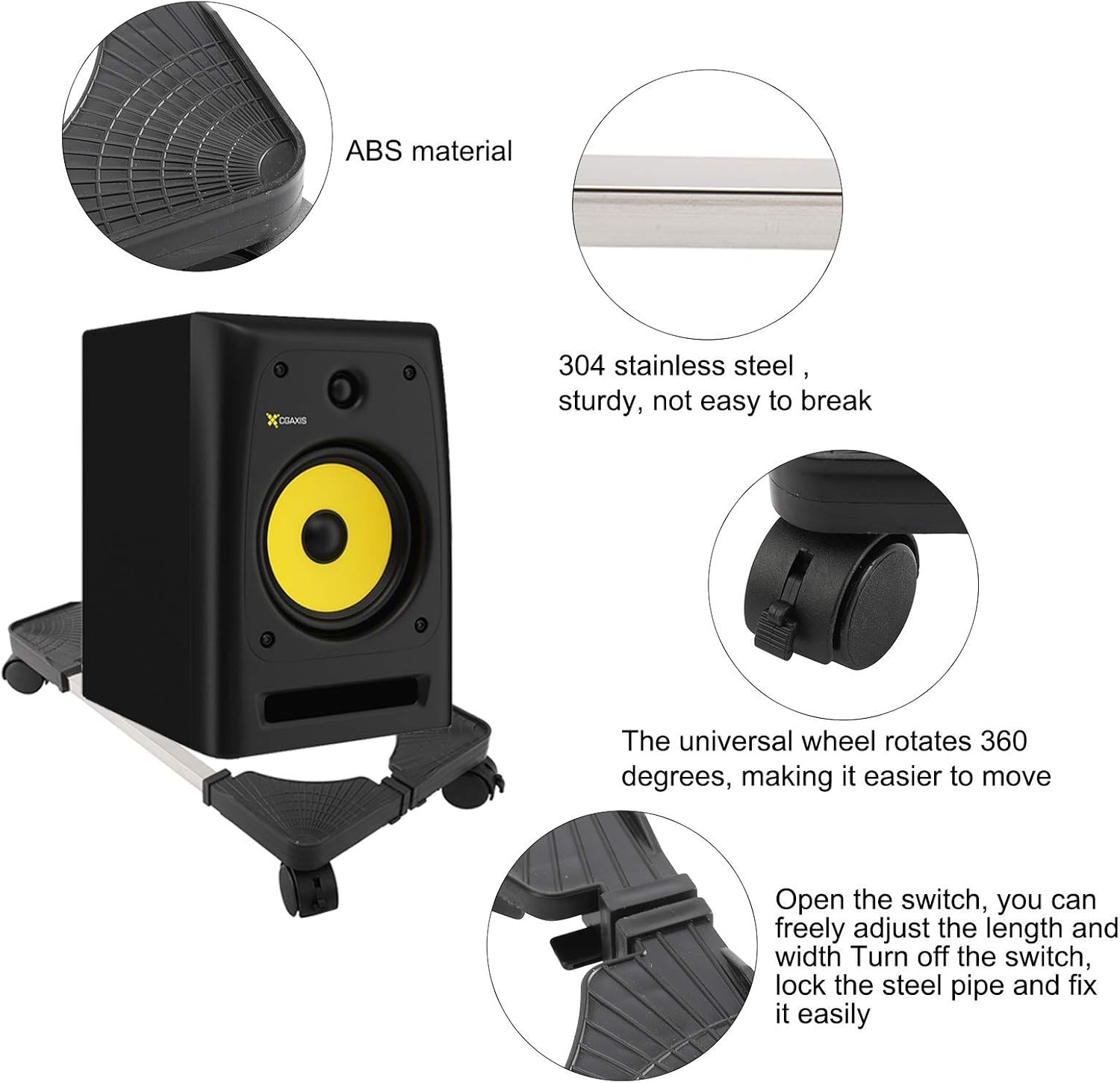 XMSound Mobile CPU Stand Adjustable Computer Tower Stand with 4 Caster Wheels Fits Most PC Under Home Office Desk : Office Products