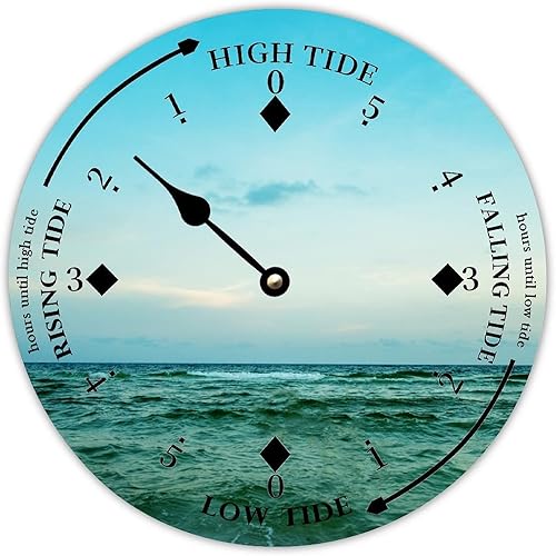 Reloj de marea de madera para pared, puesta de sol, hora del océano, reloj costero, luna, marea, marea, marea, marea alta y baja, reloj de