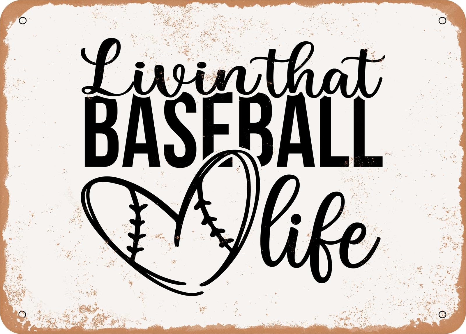 Miaomansenstore Metal Sign - Livin That Baseball Life - Vintage Look Sign Home Decor