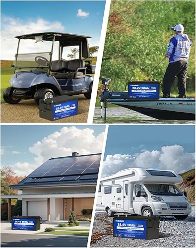 Miniatura 9 de DC HOUSE Batería Lifepo4 de litio para carritos de golf de 36 V 50 AH, con cargador de 36 V 25 A, Bluetooth BMS integrado de 2C 100 A, corte de baja