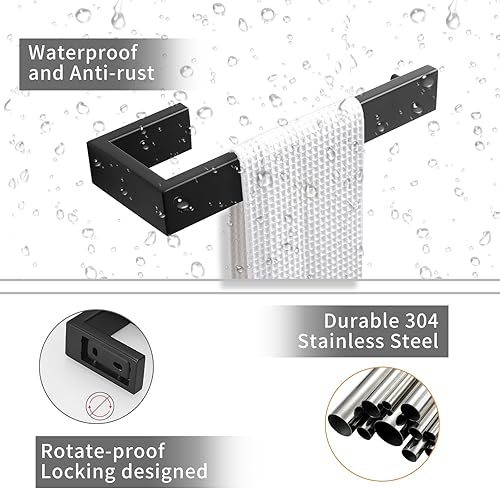 Miniatura 3 de Fapully Juego de accesorios de baño de 8 piezas de acero inoxidable mate negro montado en la pared