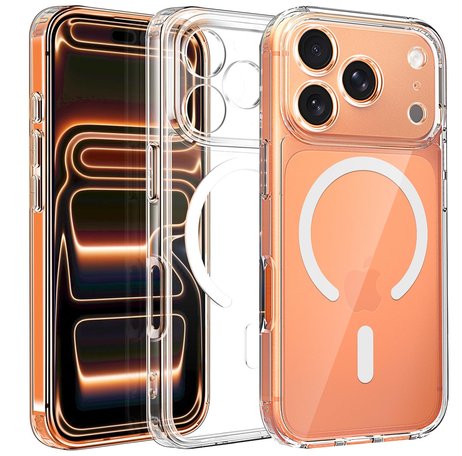 Enflamo Hard Clear Shockproof Transpareant Magnatic Case Cover for iPhone 18 Pro / 17 Pro | Ultra Hybrid Camera Bump Protection