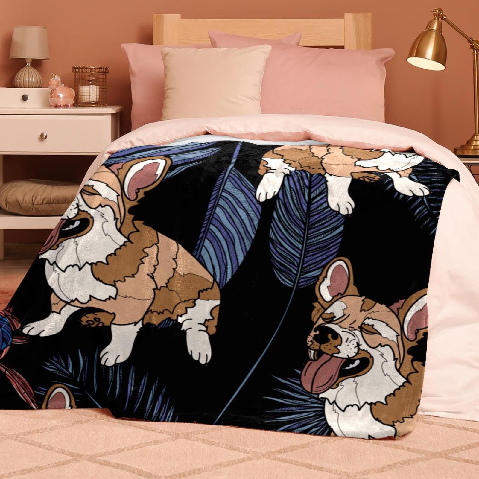 Couverture Polaire Chien Animal Mignon Couverture Plaid Chaude Douce pour Lits Canapés Chaises Divans 150×200cm