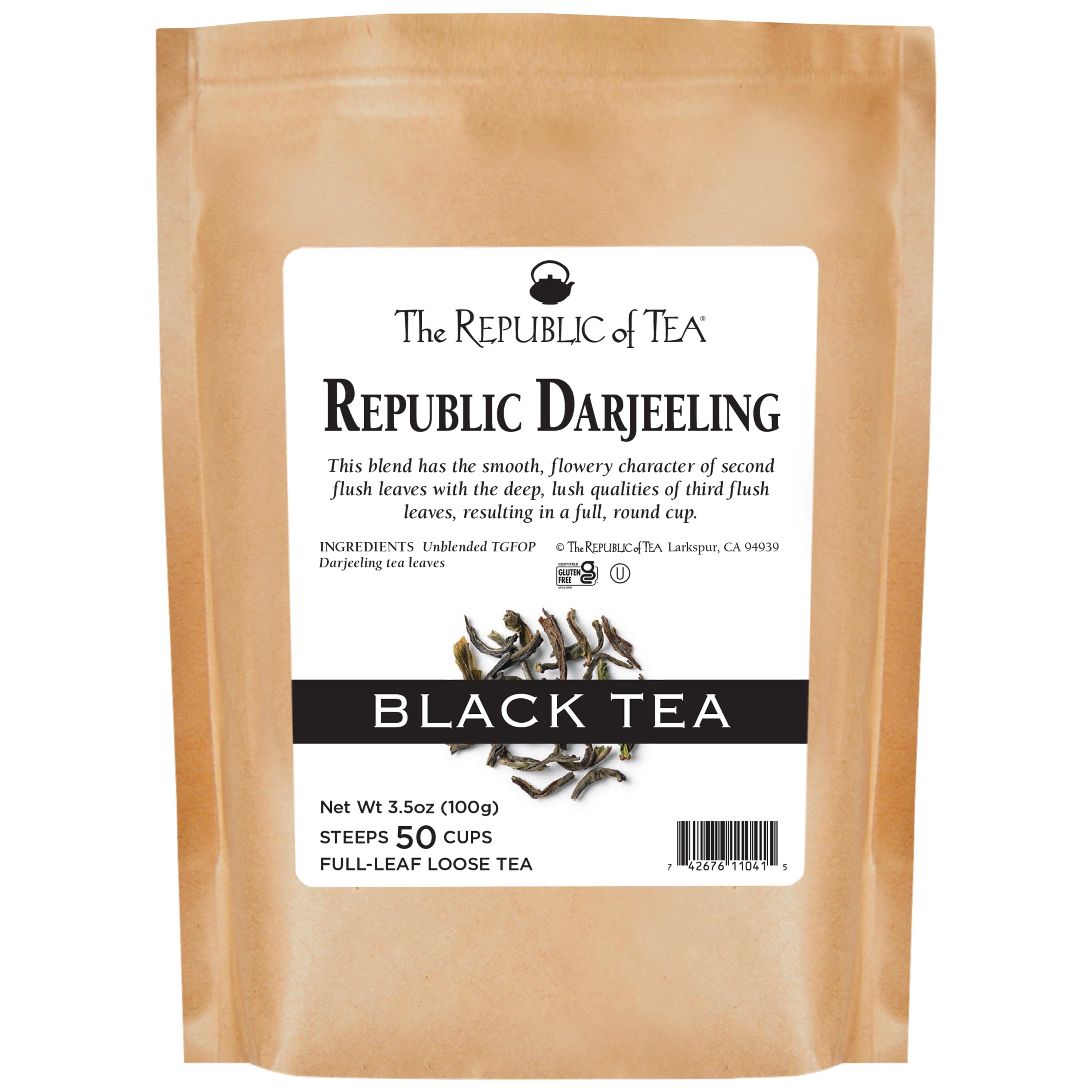 The Republic of Tea Black Full-Leaf Loose Tea (Republic Darjeeling Black, 3.5 oz Refill Bag)