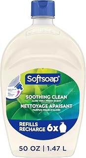 Softsoap Soothing Clean Hand Soap Refill, Aloe Vera Fresh Scent, 50 fl oz | Liquid, Paraben-Free, Phthalate-Free, Washes Away Germs, for Bathroom & Kitchen, Daily Handwashing, Gentle on Hands