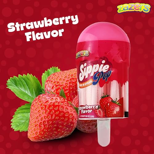 Miniatura 4 de Sippie Pop, pajitas rellenas de caramelo, paquete de 12 mini pajitas de caramelo con sabor a fresa, regalo ideal para Pascua, cumpleaños, Navidad,