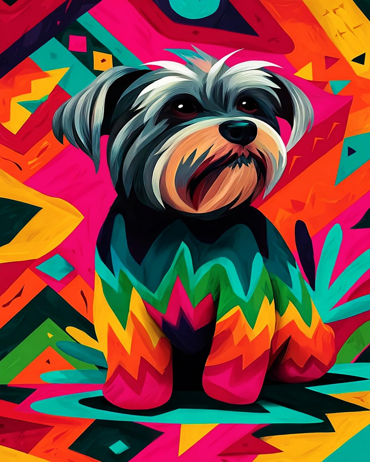 Liubaishi Multicolour Paint By Numbers For Adults, Colorful Puppy, 40X50 Cm Acrylic Canvas Painting Kit