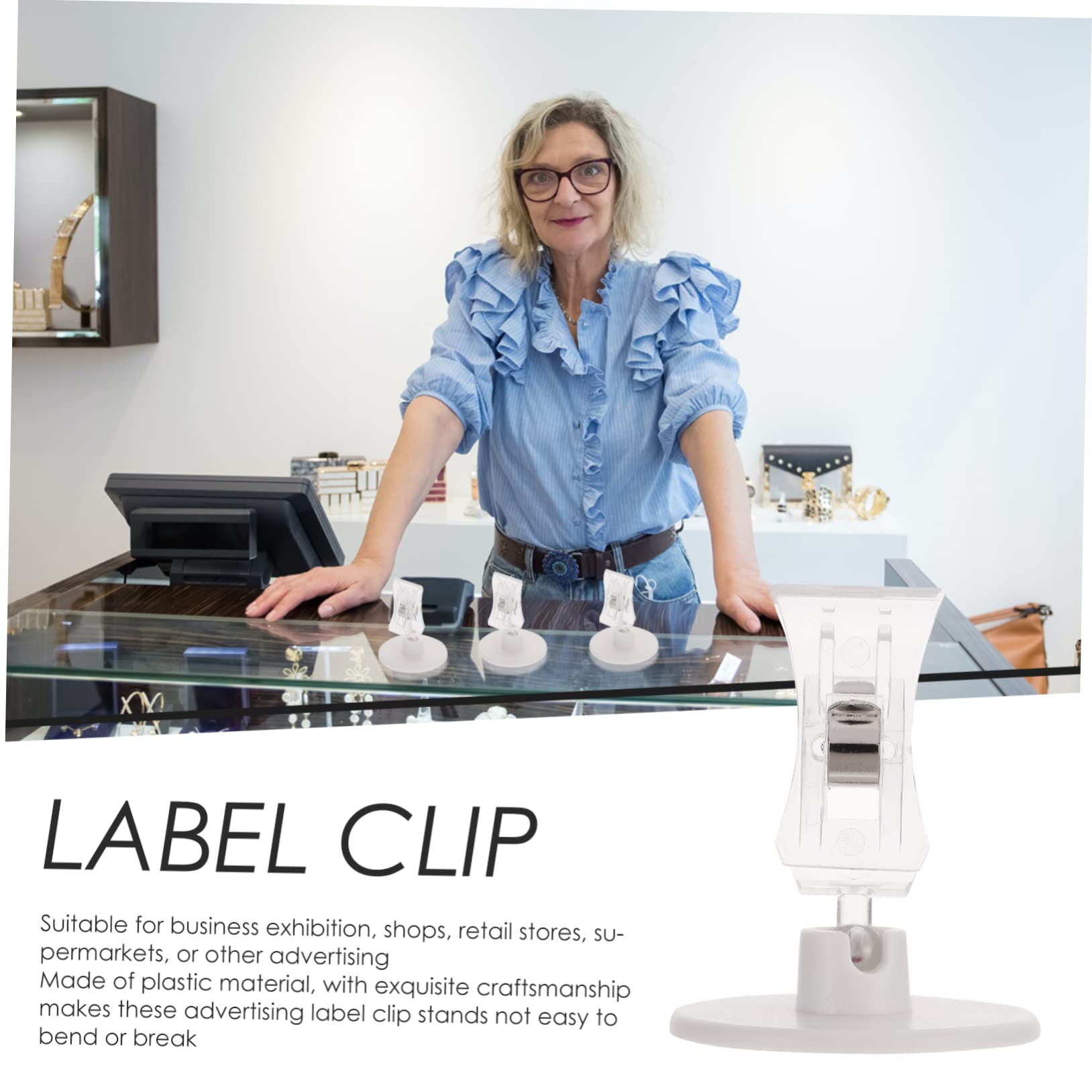 48pezzi Supporti Per Etichette Rotanti Plastica Clip Per Cartelli Pubblicitari e Menu Stands Trasparenti Per Ufficio e Negozio