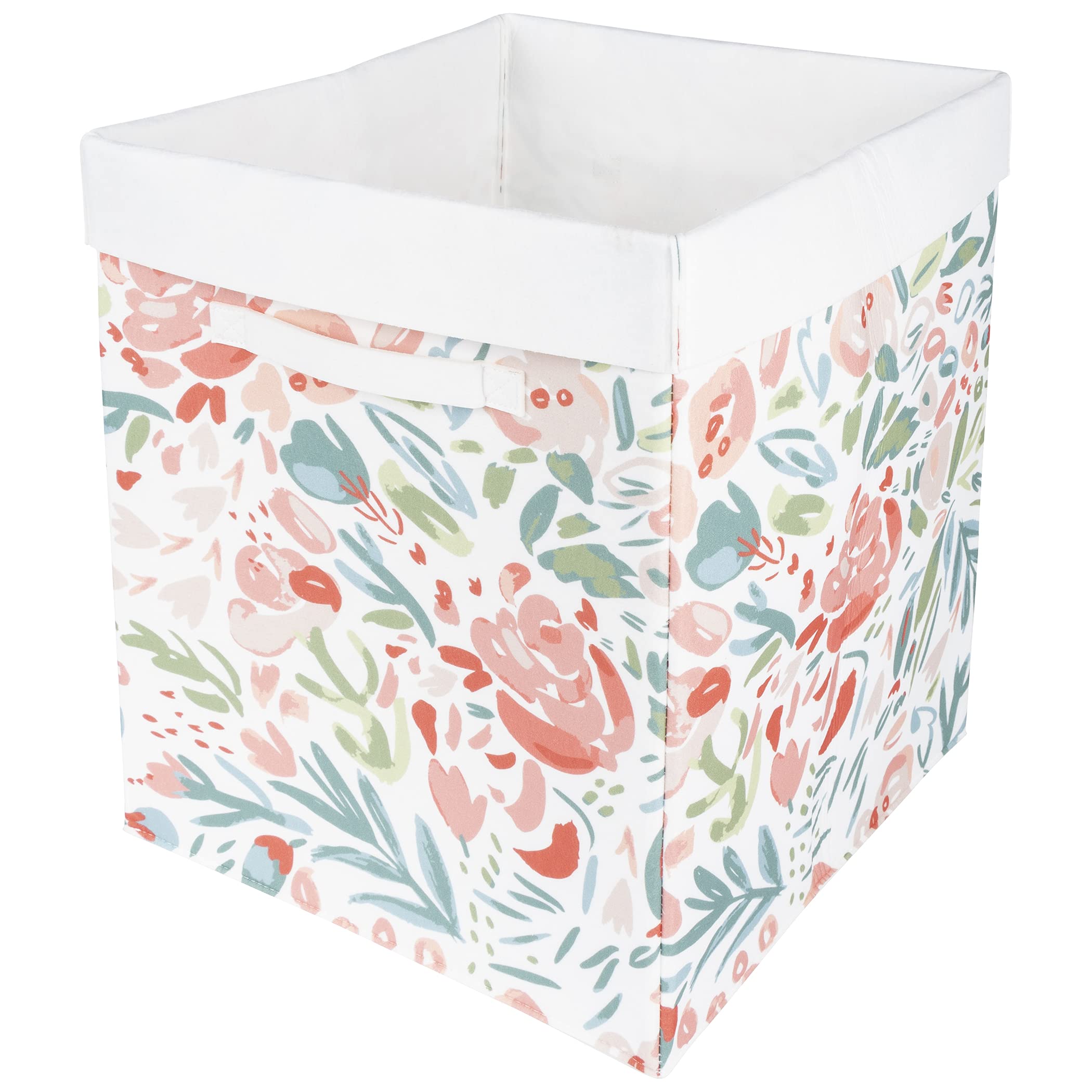 Sammy & Lou Painterly Floral Felt Bin Hamper, White