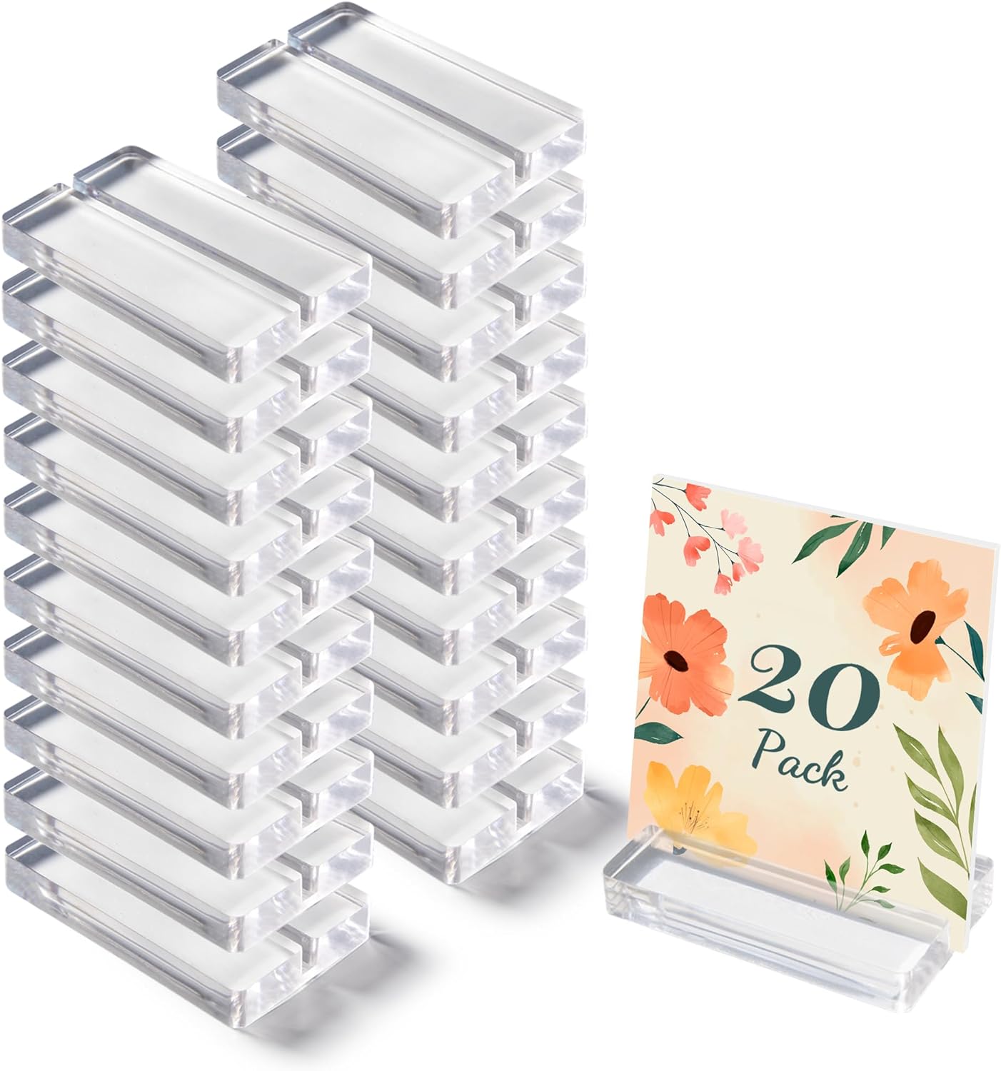 Acrylic Place Card Holders - 4 Inch Clear Table Number Holders Display Stand for Wedding Sign Name Card Menu Photos, Table Number Stands for Party Office Events Meeting Decoration, 20 Pack Clear 4"-20P