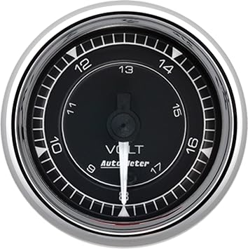 Auto Meter 9791 Voltmeter Gauge, 8-18V, Digital Stepper, Chrono Chrome