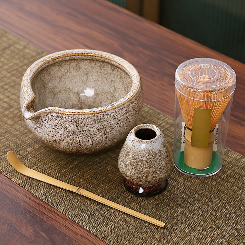ADDLIVE Matcha-Set, Matcha-Rührer, Matcha-Rührer, Matcha-Rührer-Set, Keramik-Matcha-Set inklusive Matcha-Schüssel mit Ausgießer, Matcha-Rührer-Ständer und löffel, bestes Geschenk für Ihre Lieben