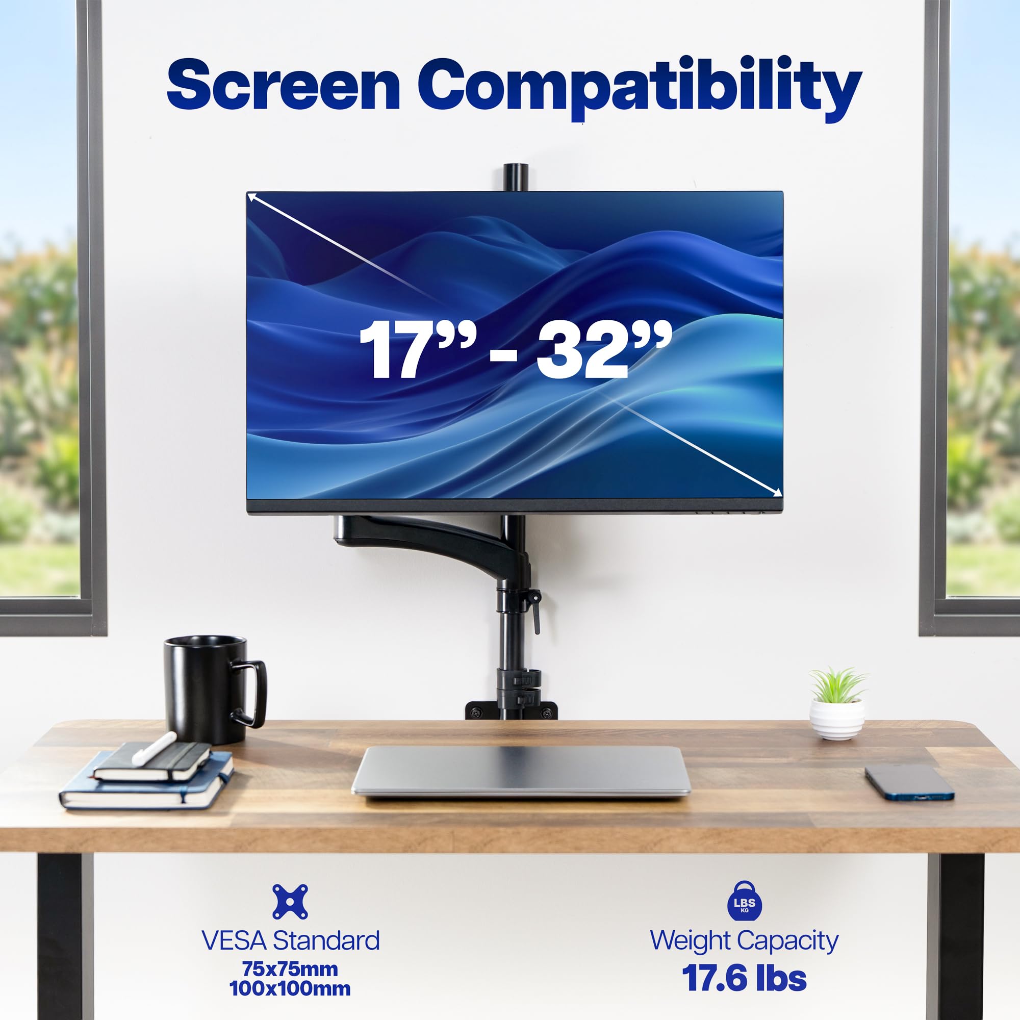 VIVO STAND-V1WF Monitor-Boden- oder Wandhalterung für 17 bis 32 Zoll