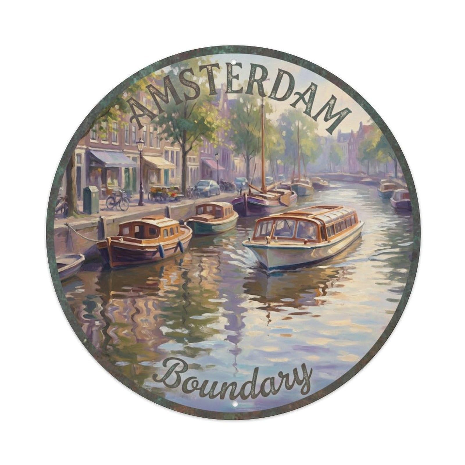 Fqnyr Style Metal Tin Sign Vintage Travel Amsterdam Netherlands Edge