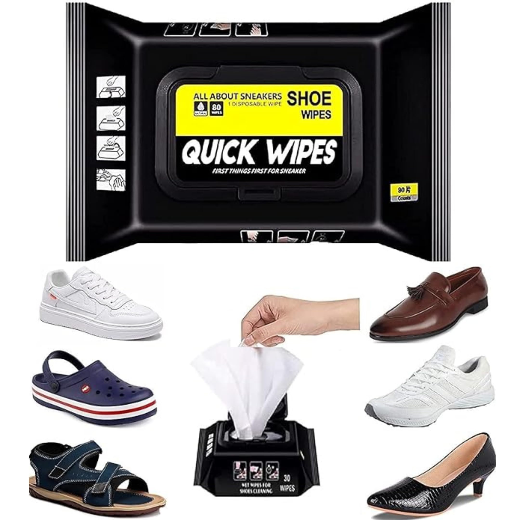TRILY Natural Sneaker & Shoe Cleaner Wipes - 1 Packs of 80 - Portable Sneakers Cleaner Shoe Wipes Quickly Remove Dirt & Stains - These Disposable Shoe Cleaning Wipes Can Be Used On Footwear (B0DBZSS5JJ) Amazon Price History, Amazon Price Tracker