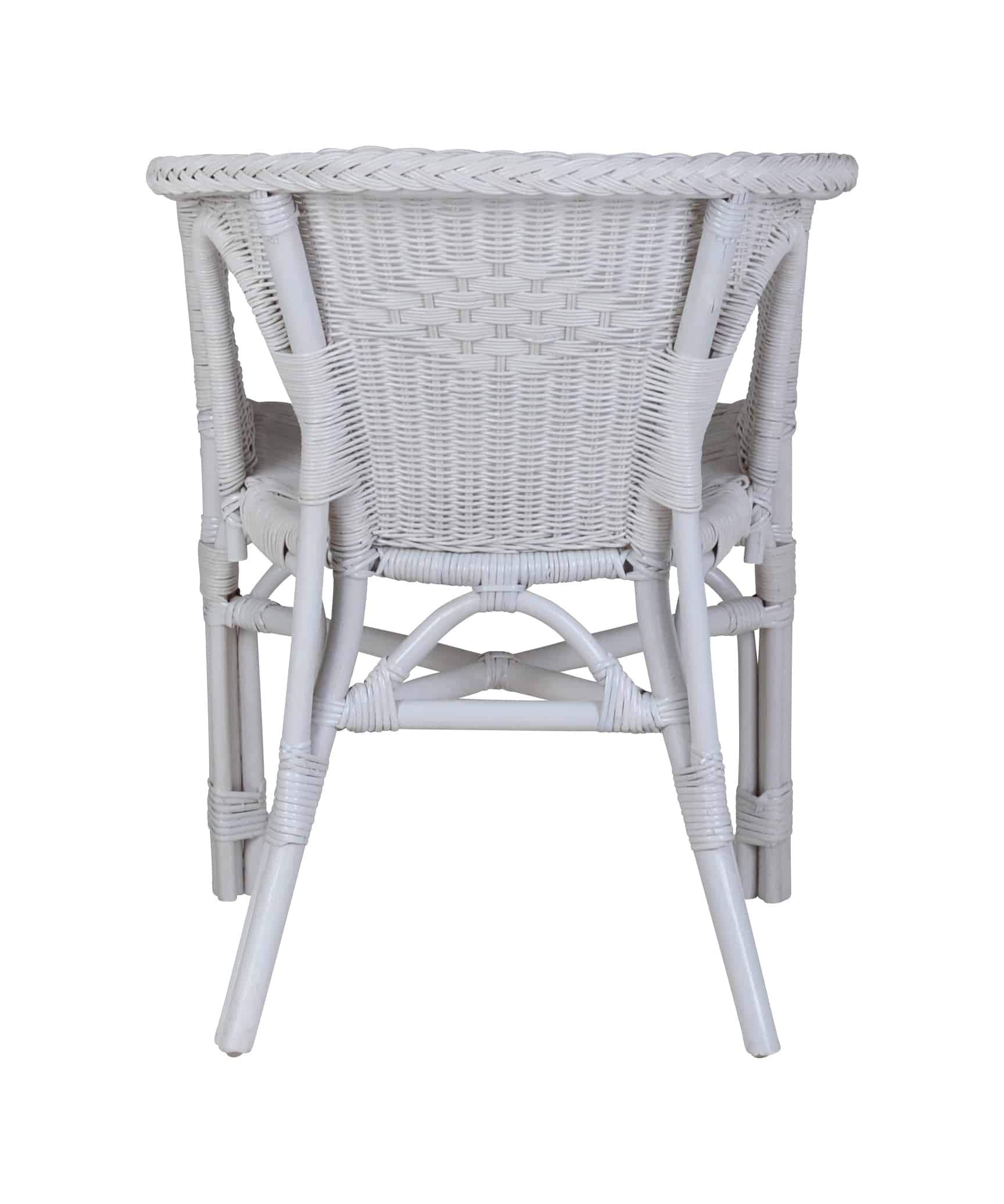 Armlehnstuhl Rattan 57x75x56 cm Landhausstil Rattan Weiß