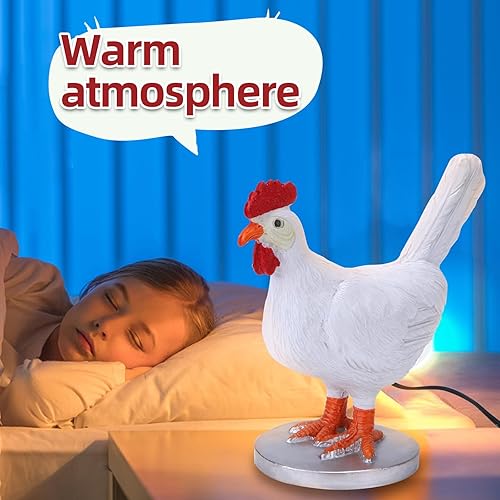 Miniatura 6 de Luz nocturna LED de huevo de gallina, lámpara de mesa de pollo de resina realista con USB, luz cálida para Pascua, Navidad, regalo de cumpleaños