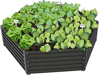A ANLEOLIFE Hexagon Galvanized Raised Garden Beds Outdoor,70x60x18in Hex...