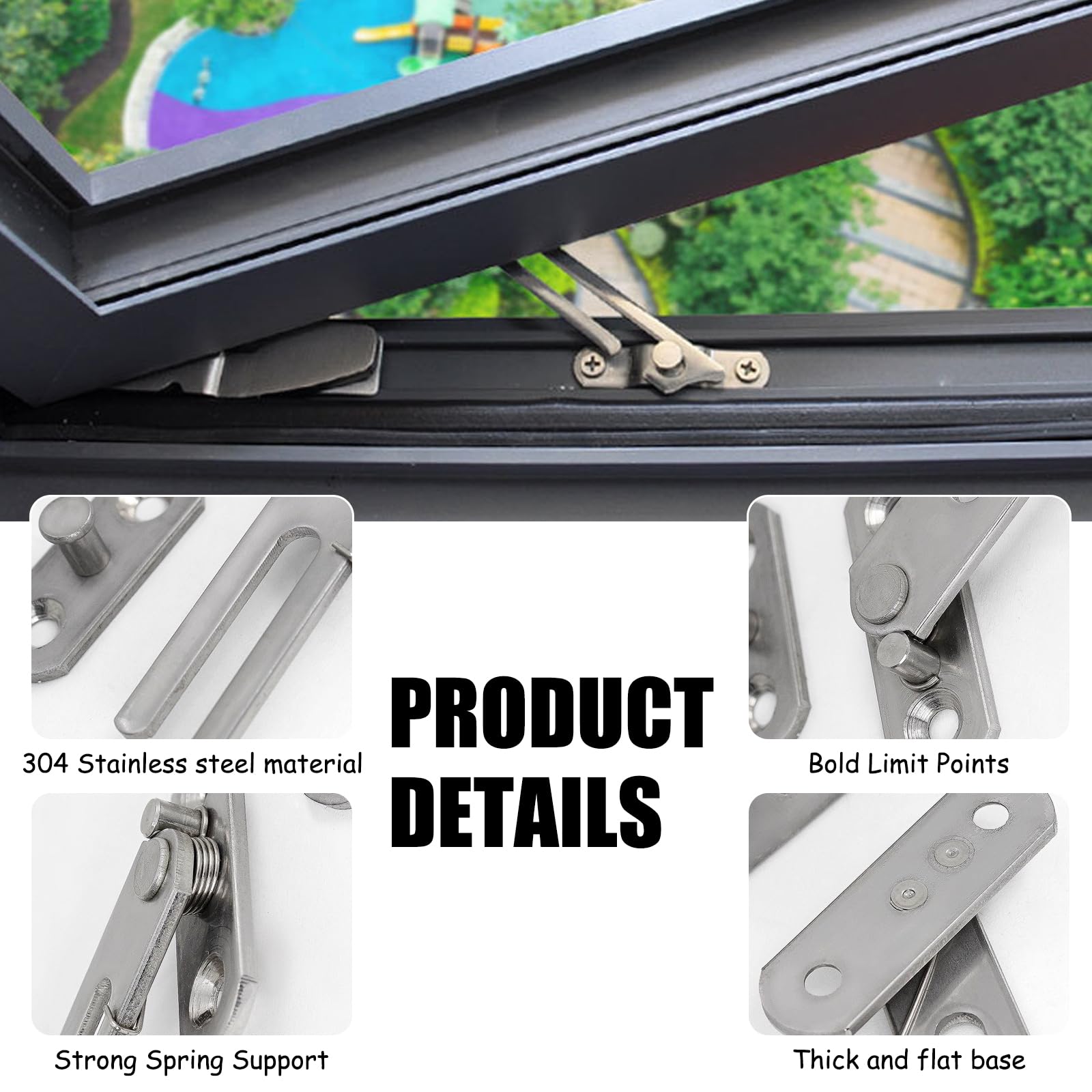 4 Pcs Window Restrictors Locks,Stainless Steel Security Window Restrictor Hook with Screws,Suitable for Home School Kindergarten Upvc Windows(Left Right Handed) - Image 3