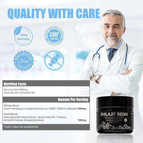 Miniatura 4 de Resina Shilajit orgánica pura del Himalaya de 600 mg  Shilajit de máxima potencia para hombres y mujeres con más de 85 minerales traza y ácido
