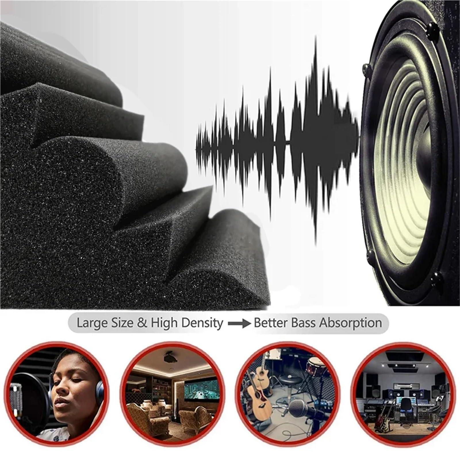 Sound Insulation Mats 12/24 Stück 12 x 12 x 24 cm Bassfallen Akustikschaumstoff Schalldichte Schaumstoffplatte Schallabsorptionsstudio-Eckschaum mit hoher Dichte(24Pcs)
